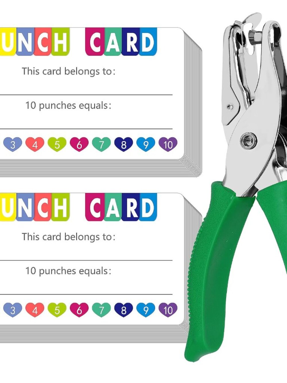 200 PCS Punch Cards, Incentive Card with Handheld Puncher Kit Heart Shaped Incen